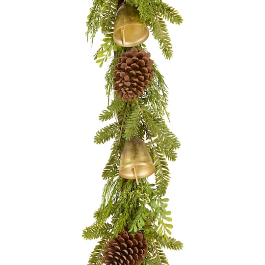 6ft. Gold Christmas Bells, Pine Leaf & Pinecone Garland